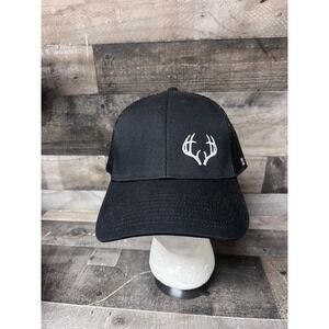 Haka Black Trucker Hat White Antler Logo Mesh Snapback Baseball Cap Mens OSFM